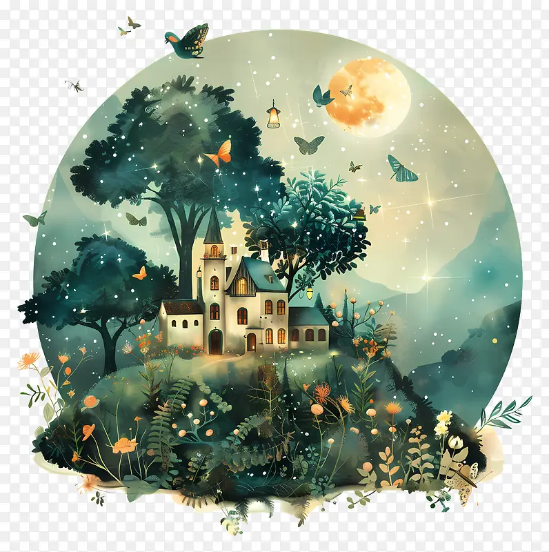 夏夜魔幻城堡PNG图片素材下载_图片编号11533444-PNG素材网