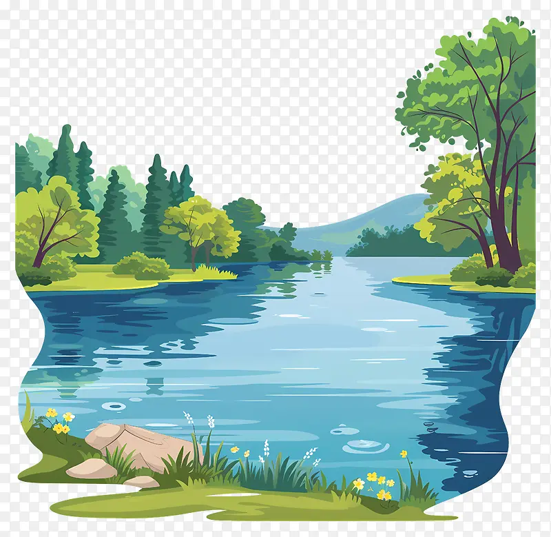 湖畔风景,宁静自然PNG图片素材下载_图片编号11534972-PNG素材网