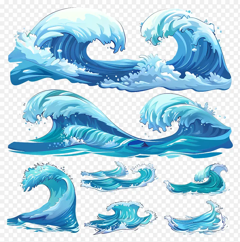 海洋波浪插画PNG图片素材下载_图片编号11535870-PNG素材网