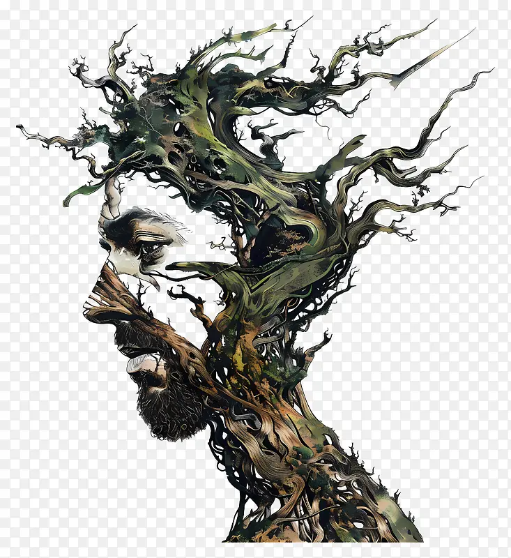 超现实树人插画PNG图片素材下载_图片编号11536221-PNG素材网