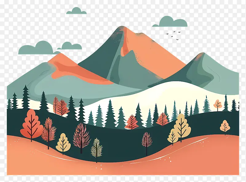 秋季山景插画PNG图片素材下载_图片编号11545518-PNG素材网