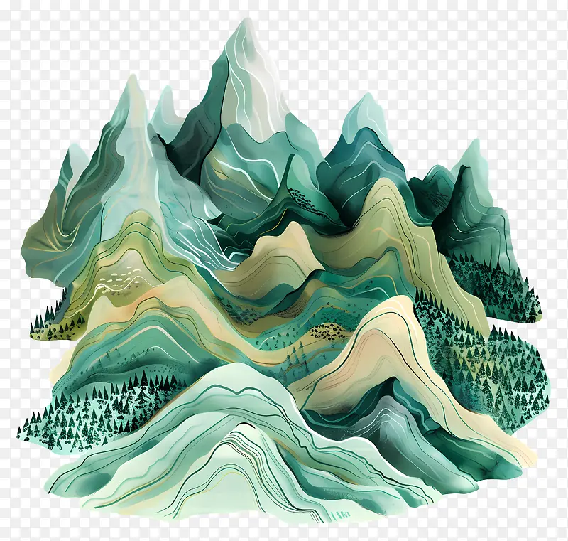 绿色山峰插画PNG图片素材下载_图片编号11552338-PNG素材网