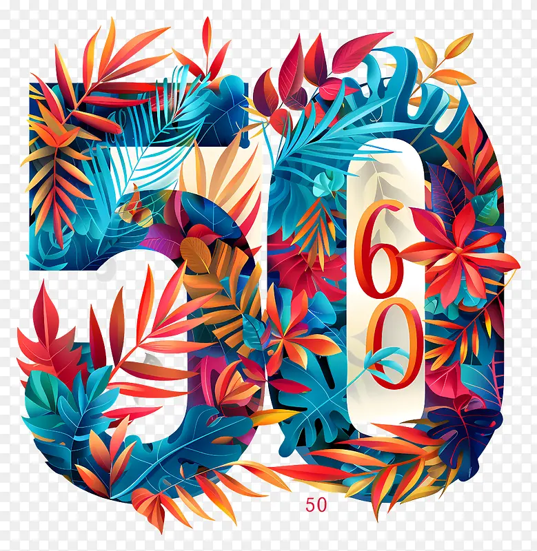 数字50 花卉环绕PNG图片素材下载_图片编号11559726-PNG素材网