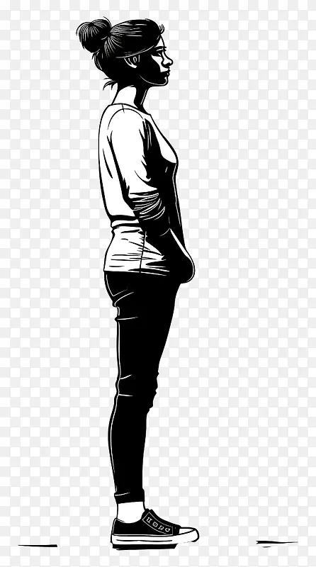 休闲女性侧身站立插画PNG图片素材下载_图片编号11562306-PNG素材网