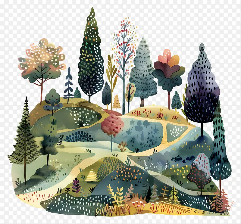 林间小道风景插画PNG图片素材下载_图片编号11567763-PNG素材网