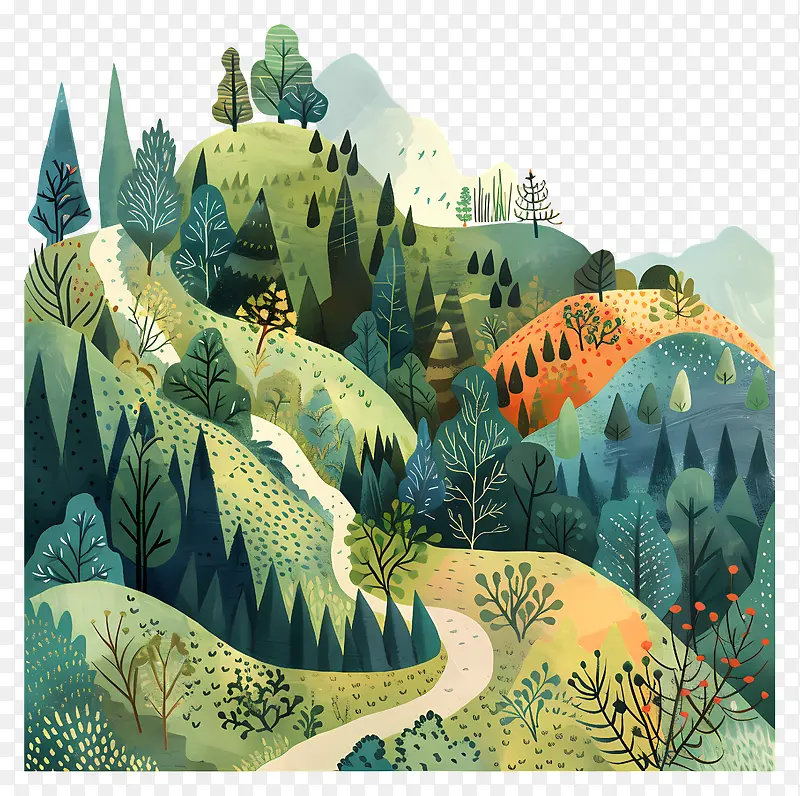 山水风景插画PNG图片素材下载_图片编号11567769-PNG素材网