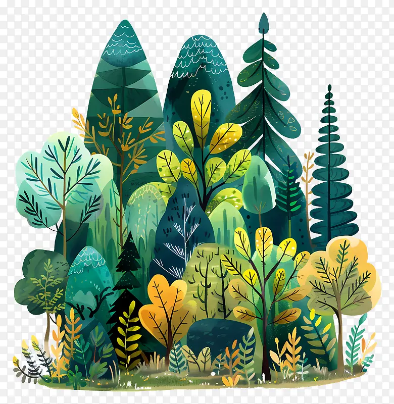 森林植被插画PNG图片素材下载_图片编号11579737-PNG素材网