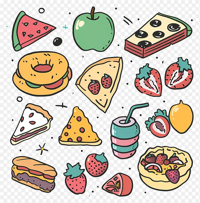 可爱卡通手绘食物插画PNG图片素材下载_图片编号11580884-PNG素材网