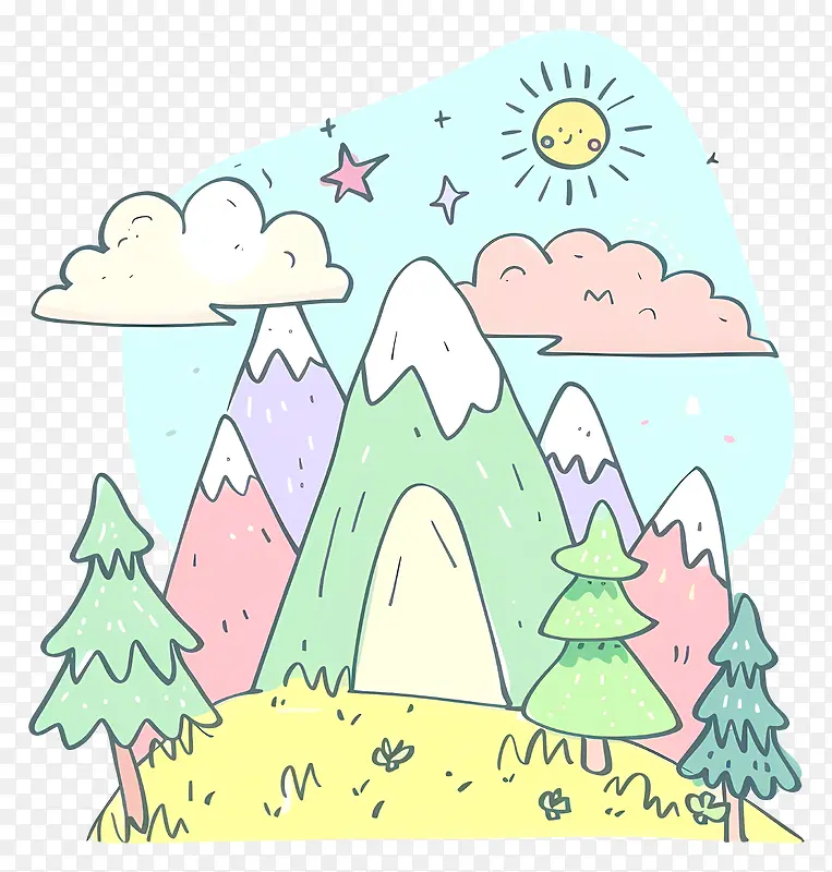 彩色梦幻山峰与森林PNG图片素材下载_图片编号11580843-PNG素材网