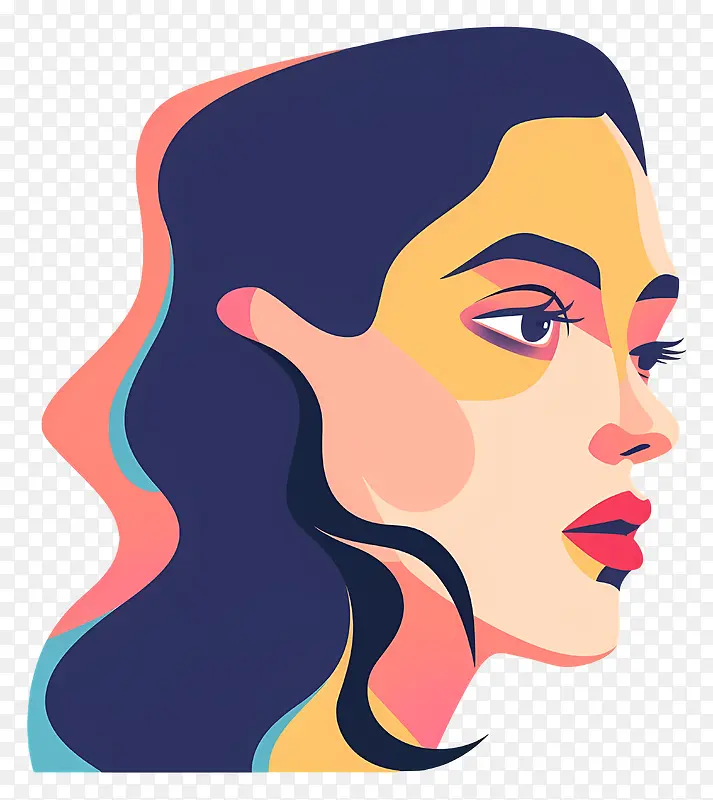 女性侧脸插画PNG图片素材下载_图片编号11583414-PNG素材网