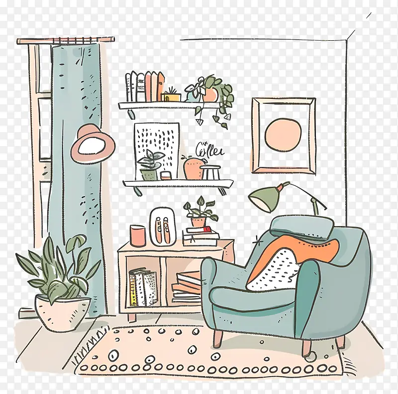 舒适客厅插画PNG图片素材下载_图片编号11586801-PNG素材网