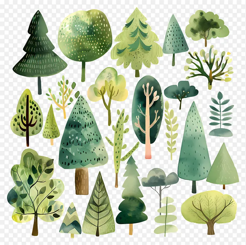多种树木与植物插画PNG图片素材下载_图片编号11588310-PNG素材网