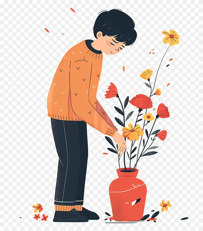 插花少年PNG图片素材下载_图片编号11593916-PNG素材网