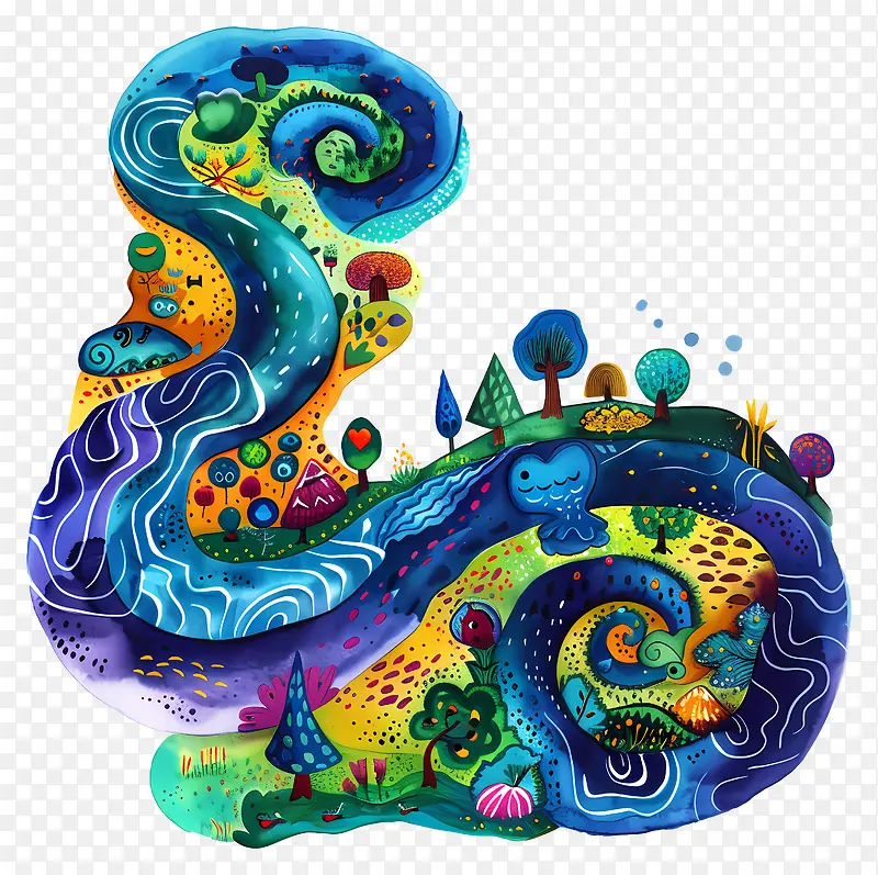 多彩抽象艺术景观, 神奇梦境场景插画PNG图片素材下载_图片编号11596481-PNG素材网