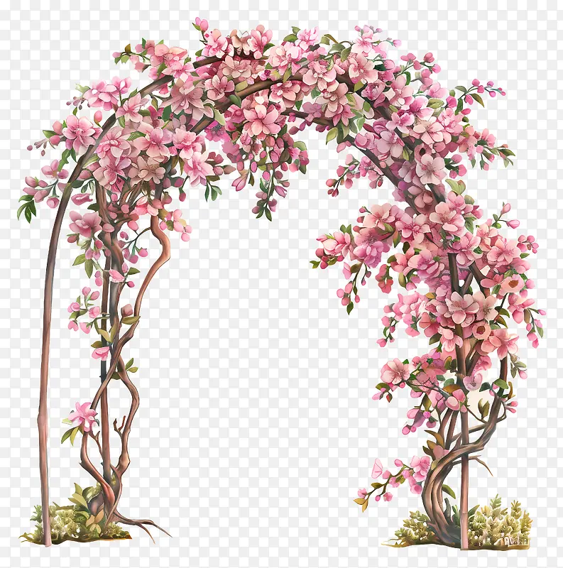 粉色花拱门插画PNG图片素材下载_图片编号11607263-PNG素材网