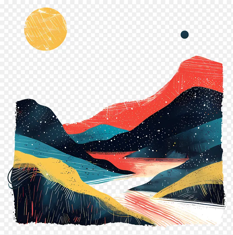 山水风景插画PNG图片素材下载_图片编号11617465-PNG素材网
