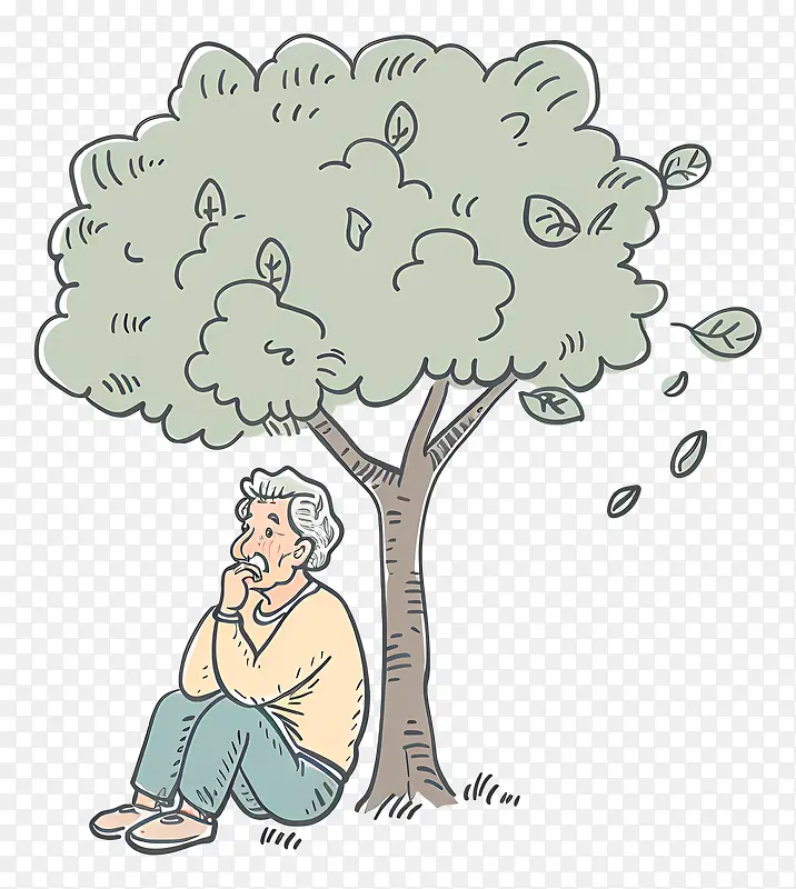 老人树下沉思PNG图片素材下载_图片编号11621298-PNG素材网