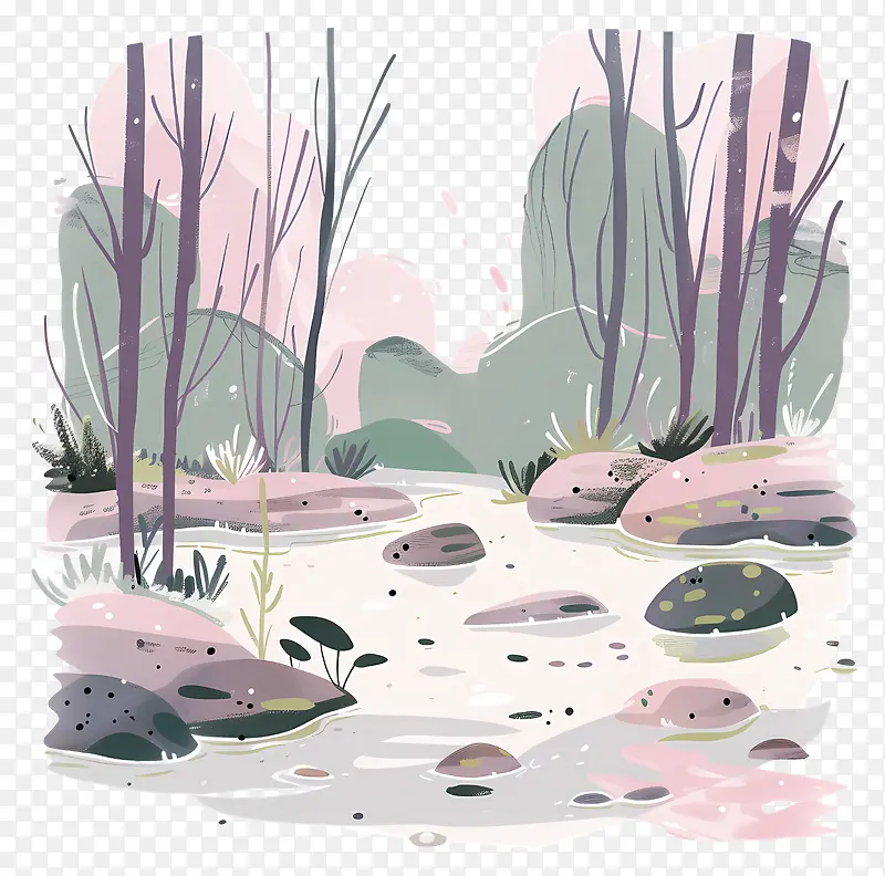 森林景观插画PNG图片素材下载_图片编号11666672-PNG素材网