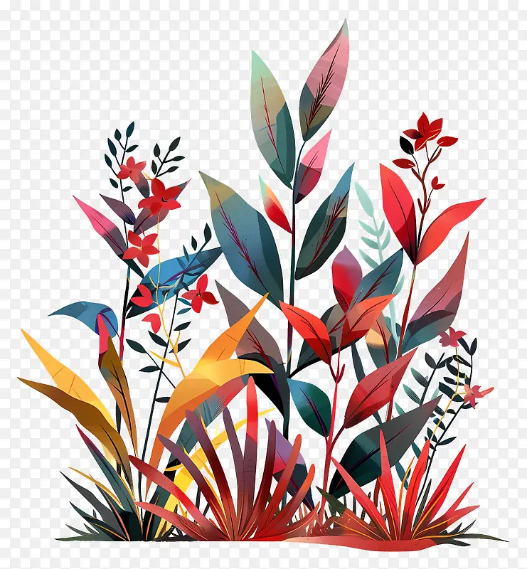 色彩丰富的植物插画PNG图片素材下载_图片编号11697496-PNG素材网