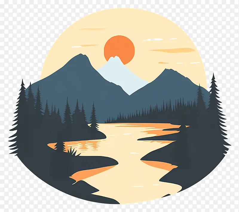 自然风光,山水风景插画PNG图片素材下载_图片编号11728341-PNG素材网