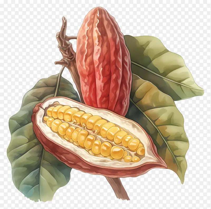 可可豆荚与种子插画PNG图片素材下载_图片编号11737926-PNG素材网