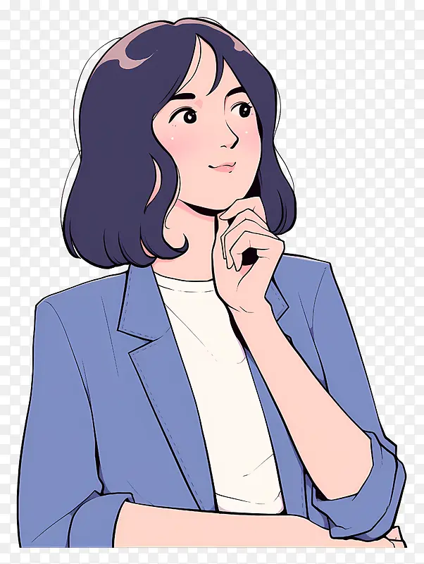 思考中的女性卡通PNG图片素材下载_图片编号11757734-PNG素材网