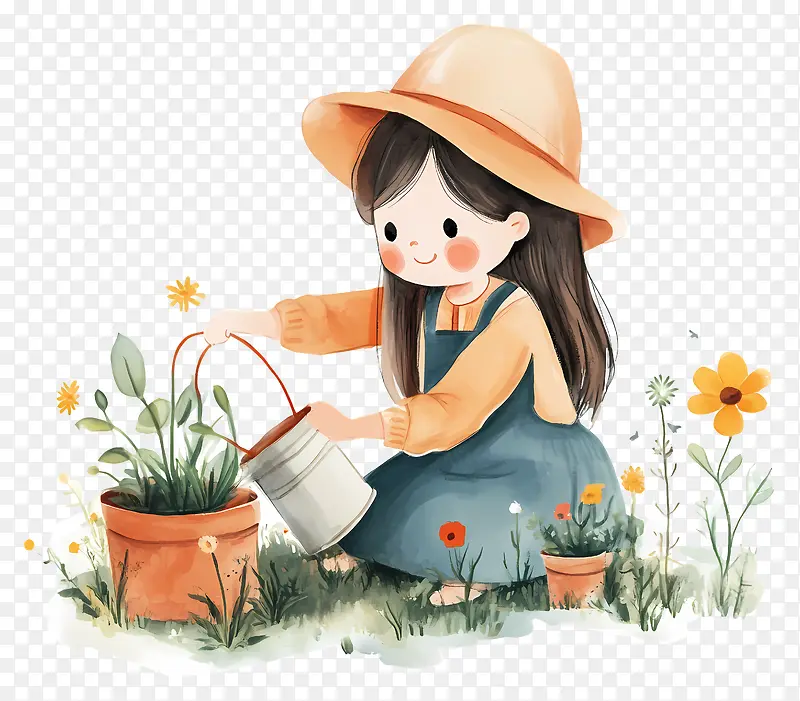 女孩种植植物PNG图片素材下载_图片编号11795513-PNG素材网