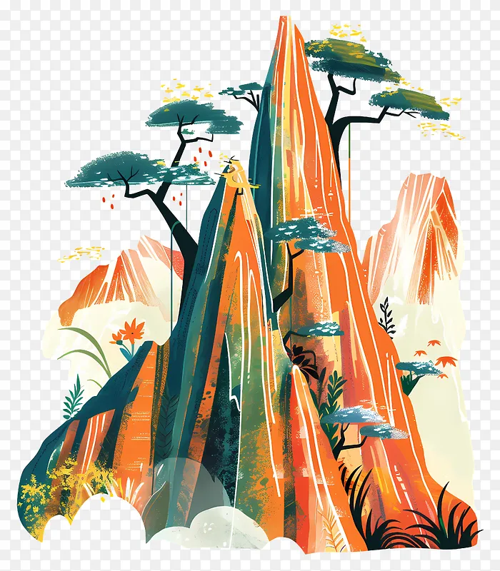 山水风景插画PNG图片素材下载_图片编号11963886-PNG素材网